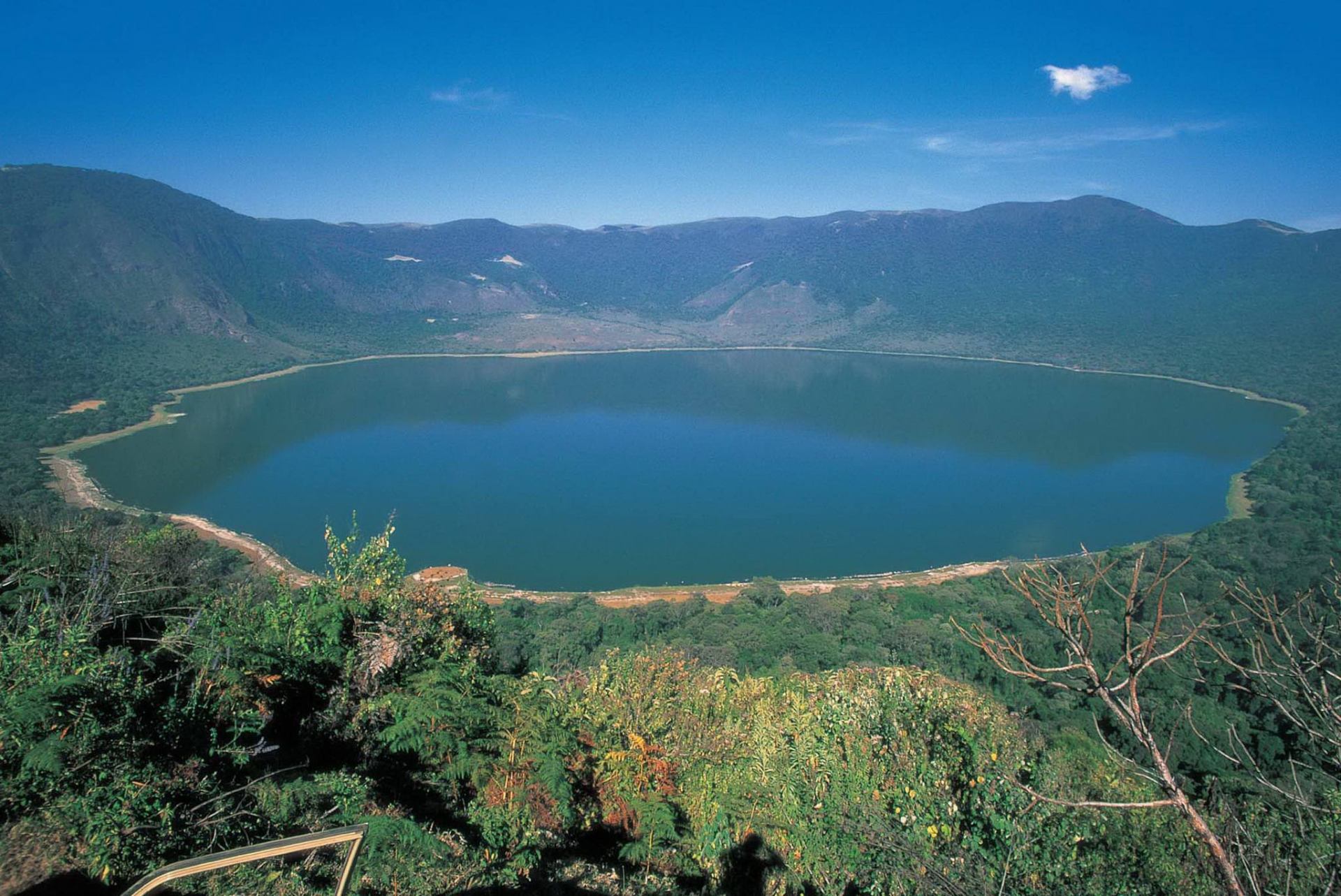 Crater lake aerial view